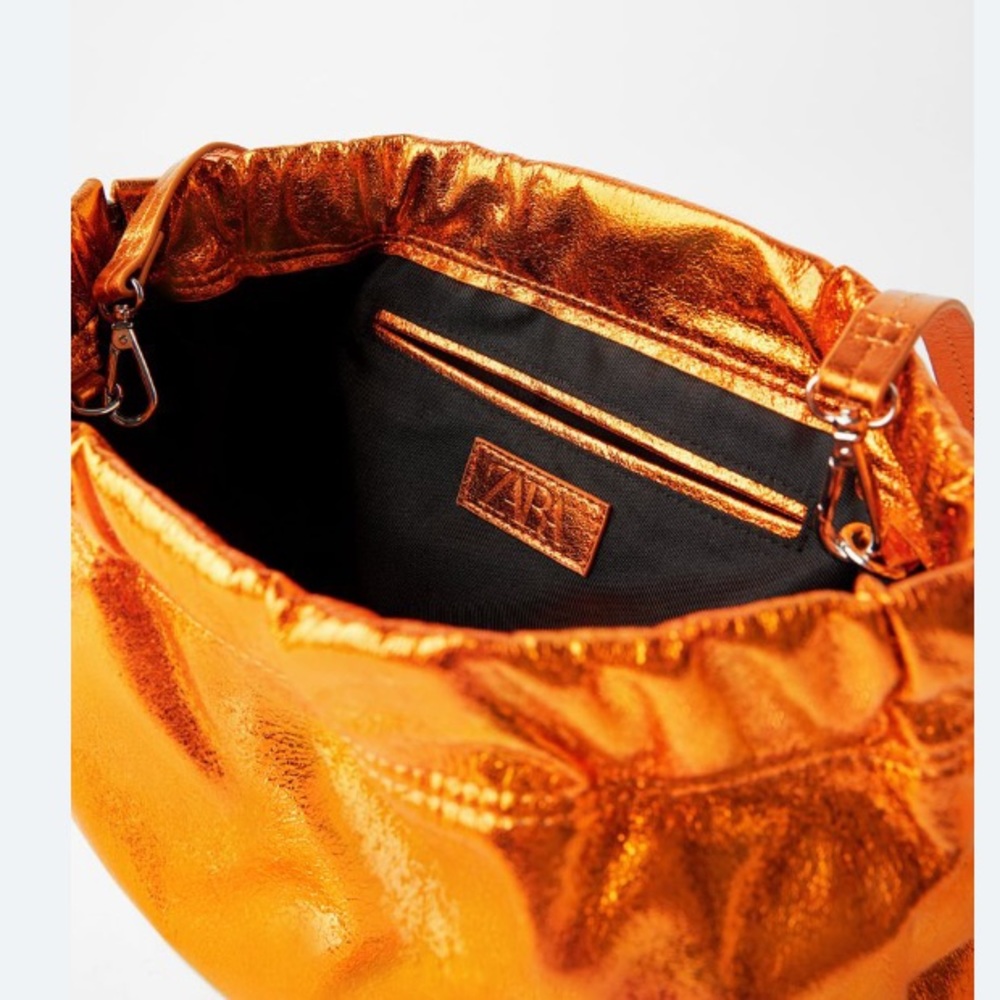 LAST TWO Zara Metallic Orange Clutch Crossbody Bag - Picture 4 of 7